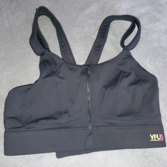 Adjustable High Impact Sports Bra with Zipper - Black - Picture 5 of 8